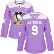Andy Bathgate Pittsburgh Penguins Adidas Women's Authentic Fights Cancer Practice Jersey - Purple