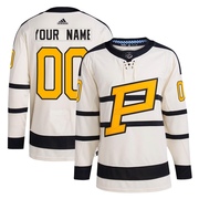 Custom Pittsburgh Penguins Adidas Men's Authentic Custom 2023 Winter Classic Jersey - Cream