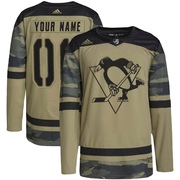 Custom Pittsburgh Penguins Adidas Men's Authentic Custom Military Appreciation Practice Jersey - Camo
