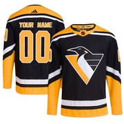 Custom Pittsburgh Penguins Adidas Men's Authentic Custom Reverse Retro 2.0 Jersey - Black