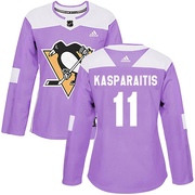 Darius Kasparaitis Pittsburgh Penguins Adidas Women's Authentic Fights Cancer Practice Jersey - Purple