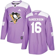 Derek Sanderson Pittsburgh Penguins Adidas Youth Authentic Fights Cancer Practice Jersey - Purple