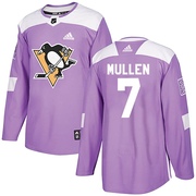 Joe Mullen Pittsburgh Penguins Adidas Men's Authentic Fights Cancer Practice Jersey - Purple