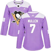 Joe Mullen Pittsburgh Penguins Adidas Women's Authentic Fights Cancer Practice Jersey - Purple