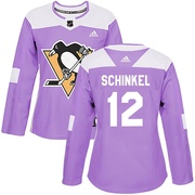 Ken Schinkel Pittsburgh Penguins Adidas Women's Authentic Fights Cancer Practice Jersey - Purple