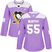 Larry Murphy Pittsburgh Penguins Adidas Women's Authentic Fights Cancer Practice Jersey - Purple