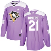 Michel Briere Pittsburgh Penguins Adidas Men's Authentic Fights Cancer Practice Jersey - Purple