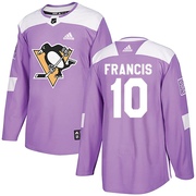 Ron Francis Pittsburgh Penguins Adidas Youth Authentic Fights Cancer Practice Jersey - Purple