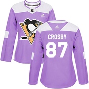 Sidney Crosby Pittsburgh Penguins Adidas Women's Authentic Fights Cancer Practice Jersey - Purple
