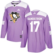 Tomas Sandstrom Pittsburgh Penguins Adidas Youth Authentic Fights Cancer Practice Jersey - Purple