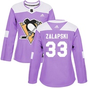 Zarley Zalapski Pittsburgh Penguins Adidas Women's Authentic Fights Cancer Practice Jersey - Purple